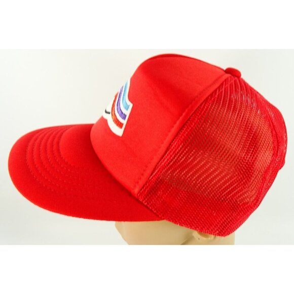 Vintage Trucker Hat Dove Rainbow Wings Red Foam Mesh Snapback Cap - Picture 2 of 8